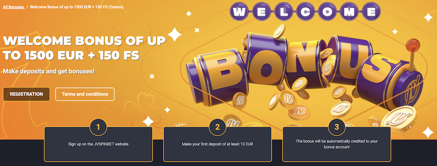 bonus screen JVSpin official site