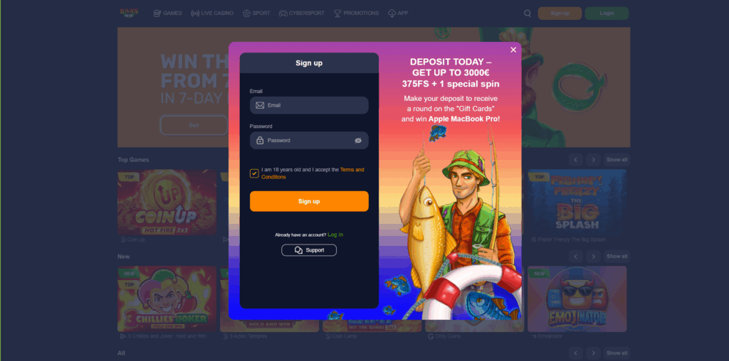 Actual Deposit of Bass Win 